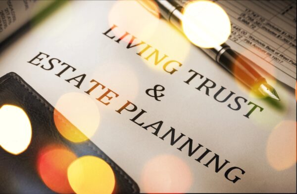 Living Trust and Estate Planning on clipboard